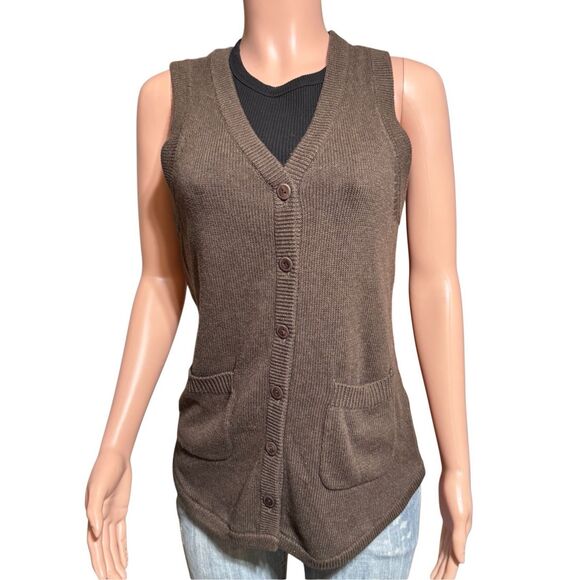 Women's moca sleeveless button up Shirt tail vest M - Picture 4 of 5